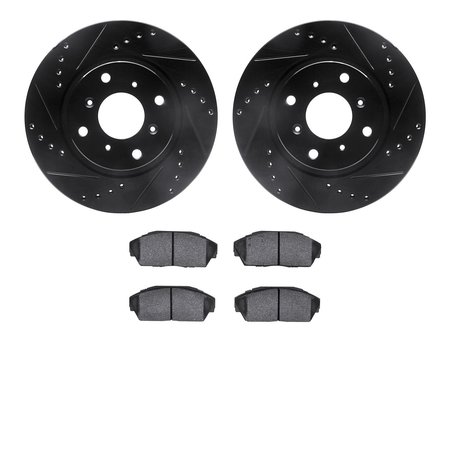 DYNAMIC FRICTION CO 8502-58003, Rotors-Drilled and Slotted-Black with 5000 Advanced Brake Pads, Zinc Coated 8502-58003